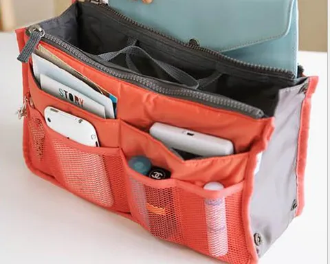 Grande Capacité Trousse de Maquillage en Nylon Imperméable Double Fermeture Éclair Multi-Compartiments Organisateur de Rangement de Voyage