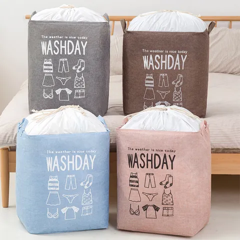 Cesta de Ropa Plegable de Gran Capacidad de Tela No Tejida Cesta de Almacenamiento con Cordón y Asas para Ropa Edredón Hogar