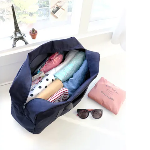 Bolsa de Viaje Plegable de Nylon Gran Capacidad Impermeable Bolsa de Equipaje Bolso de Almacenamiento Portátil Con Funda para Carrito
