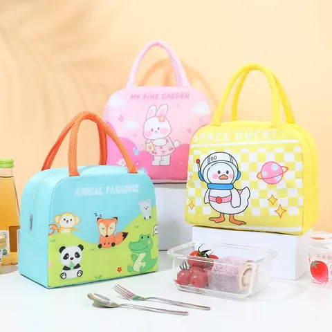 Sac à Déjeuner Isolé Tissu Oxford Cartoon Boîte à Bento Imperméable Sac Isotherme Portable Thermique Stockage de Nourriture Sac à Main Pour Étudiants