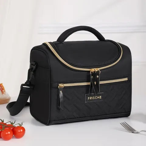 Sac à Déjeuner Isotherme en Polyester pour Femmes Hommes Boîte à Bento Thermique Matelassée Portable Étanche