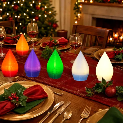 Christmas 3D LED Glowing Ornament Plastic Droplet Bulb Desktop Decoration Festival Party Atmosphere Light Up Decor Gift