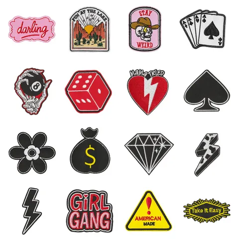 Computer Embroidered Cloth Patches DIY Iron On Applique Badge For Clothes Jacket Hat Bag Assorted Designs