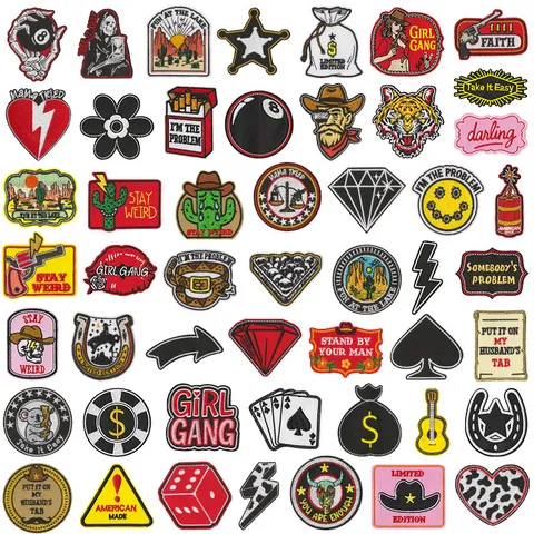 Western Cowboy Retro Style Embroidered Patches DIY Decorative Appliques Iron On Badges For Clothes Hats Backpacks