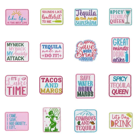 Parches Bordados Originales Letras Inglesas Dibujos Animados Accesorios DIY Insignias De Tela Para Ropa Zapatos Sombreros