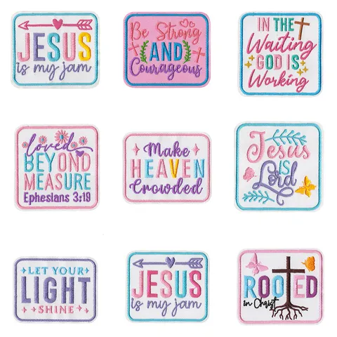 Parches Bordados Religiosos Inspiradores Insignias De Apliques De Slogan De Letras Coloridas Para Ropa Chaquetas Sombreros Decoración DIY