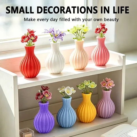 3D Magnetic Flower Vase Refrigerator Magnet Creative Artificial Flower Pot Vertical Stripe Home Decor Fridge Sticker