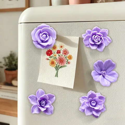 Three Dimensional Floral Refrigerator Magnets Creative Colorful Flower Magnetic Stickers Home Kitchen Office