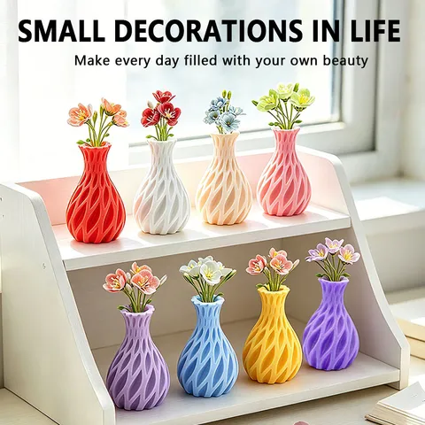 3D Magnetic Flower Vase Fridge Sticker Creative Artificial Flower Refrigerator Magnet Home Office Plastic Craft