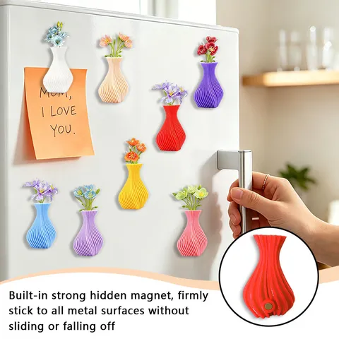 Magnete da Frigo con Vaso Magnetico Stampato in 3D Vaso a Spirale Creativo Adesivo Decorazione per la Casa
