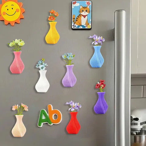 Magnete da Frigo con Vaso Magnetico Stampato in 3D Vaso a Spirale Creativo Adesivo Decorazione per la Casa