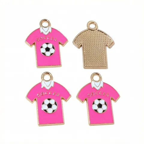 Zinc Alloy Drip Oil Football T-Shirt Pendant Charm DIY Jewelry Making Accessories Enamel Sports Shirt Pendant For Women
