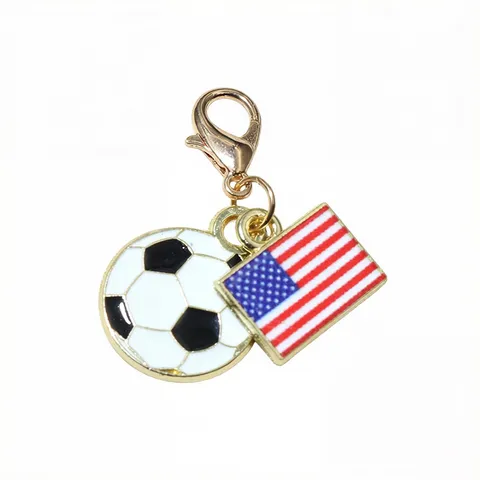 Alloy Football National Flag Enamel Pendant With Lobster Clasp Keychain DIY Jewelry Accessories Charm Gift