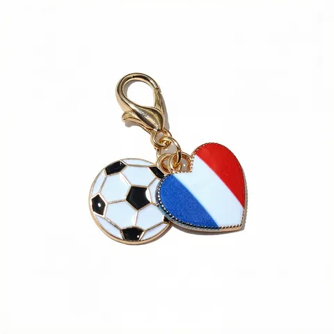 Zinc Alloy Enamel National Flag Football Pendant Charm With Lobster Clasp Keychain DIY Jewelry Accessories