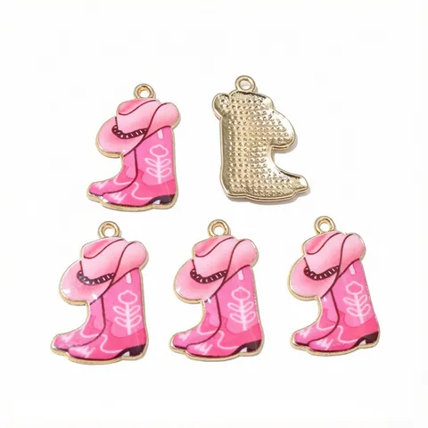 Vintage Alloy Western Cowboy Boot And Hat Enamel Charms DIY Jewelry Accessories Pendant For Keychain Backpack Decor