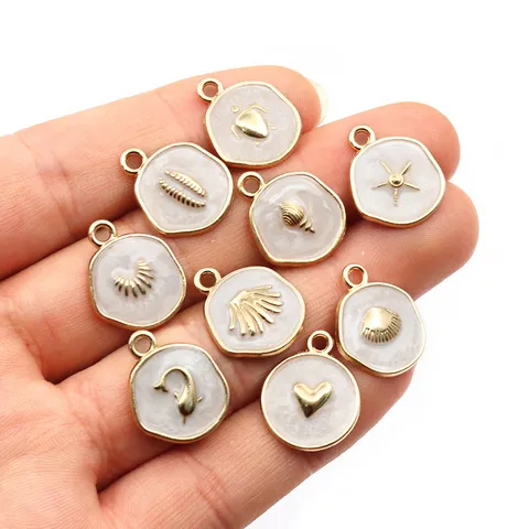 Pendentif Cœur Conque en Alliage Blanc Goutte d'Huile Accessoires de Bijoux DIY Artisanat Breloques