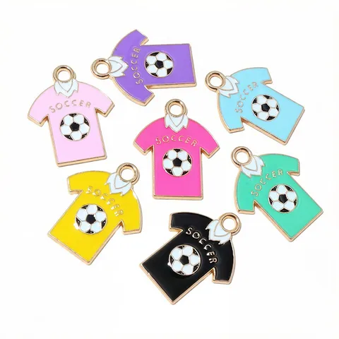 Zinc Alloy Drip Oil Football T-Shirt Pendant Charm DIY Jewelry Making Accessories Enamel Sports Shirt Pendant For Women