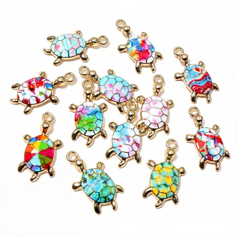 DIY Enamel Turtle Charms Zinc Alloy Colorful Turtle Pendants For Bracelets Necklaces Earring Jewelry Making Accessories