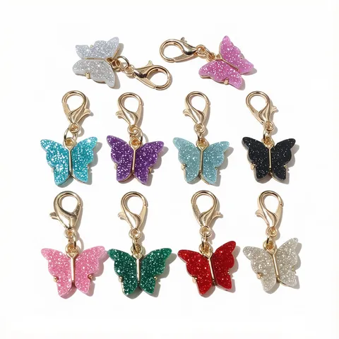 DIY Alloy Acrylic Butterfly Pendant Lobster Clasp Fashion Jewelry Findings Charm Accessories For Women