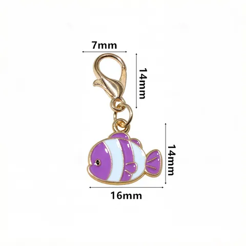 Zinc Alloy Drip Oil Little Fish Pendant Charm With Lobster Clasp DIY Jewelry Making Accessories