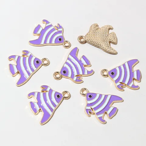 Zinc Alloy Drip Oil Striped Sea Fish Pendants Cute Animal Charms DIY Jewelry Making Accessories Craft Findings