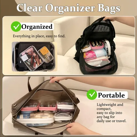Transparante Reistas Organizer Waterdichte Pakblokken Draagbare Cosmetische Tas Set