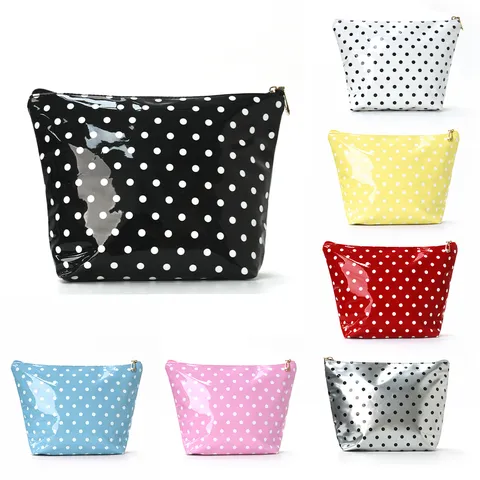 Shiny Polka Dot Makeup Bag Waterproof Large Capacity Fashion Portable Travel Toiletry Organizer Handbag Cosmetic Pouch For Women