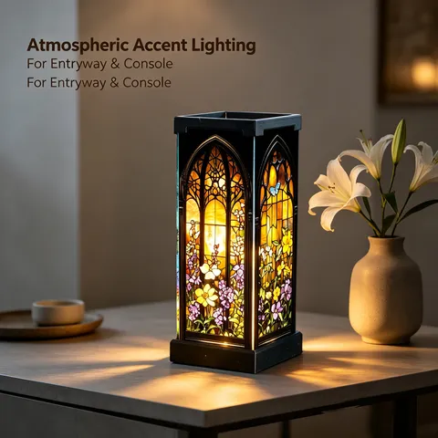 Luce Notturna in Acrilico Stile Vetro Colorato Alimentata tramite USB Lampada da Comodino Decorativa Illuminazione d'Ambiente