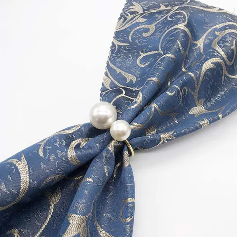 Ronds de Serviette en Métal Ensemble Perle Artificielle Porte-Serviettes Élégant Décoration de Table pour Hôtel Mariage Fête Accessoires de Table à Manger