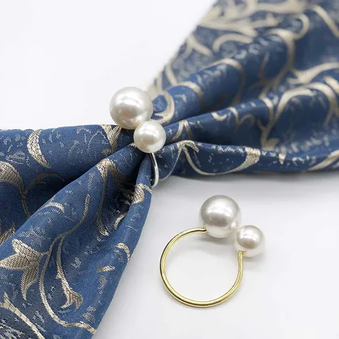 Ronds de Serviette en Métal Ensemble Perle Artificielle Porte-Serviettes Élégant Décoration de Table pour Hôtel Mariage Fête Accessoires de Table à Manger