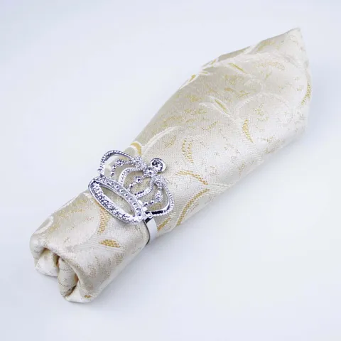 Crown Napkin Ring Metal Rhinestone Table Decor For Wedding Banquet Party Dinner Tablecloth Accessories Gold Silver