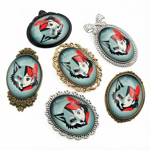 Vintage Lega Ovale Spilla Base Tempo Gemma Cabochon Pendente Montatura DIY Gioielli Reperti Accessori Per Donne