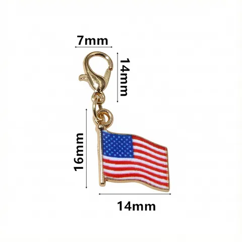 Zinc Alloy Enamel National Flag Pendant With Lobster Clasp Keychain DIY Key Ring Bag Charm Jewelry Accessories