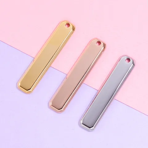 Stainless Steel Rectangular Bar Pendant DIY Laser Engraved Blank Jewelry Making Charm Metal Component