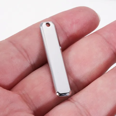 Stainless Steel Rectangular Bar Pendant DIY Laser Engraved Blank Jewelry Making Charm Metal Component