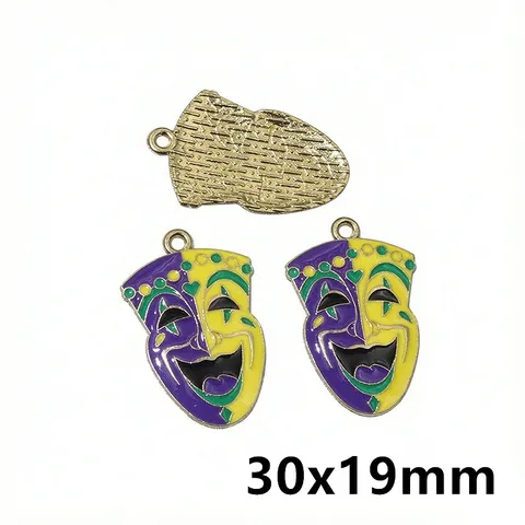 Pendentif Charm en Alliage de Zinc Masque de Clown Carnaval Goutte d'Huile Émail Pour Fabrication de Bijoux Bracelet Colliers DIY