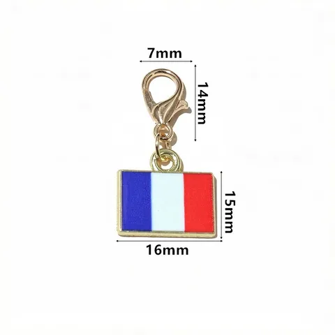 Alloy Drip Oil National Flag Pendant With Lobster Clasp DIY Jewelry Accessories