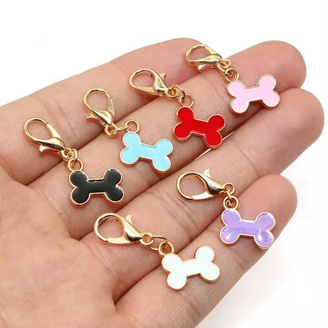 Zinc Alloy Drip Oil Bone Charm Pendant With Lobster Clasp DIY Jewelry Making Accessories