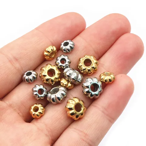 Stainless Steel Pumpkin Spacer Beads Loose Beads DIY Jewelry Making Accessories Metal Spacer Charm Findings