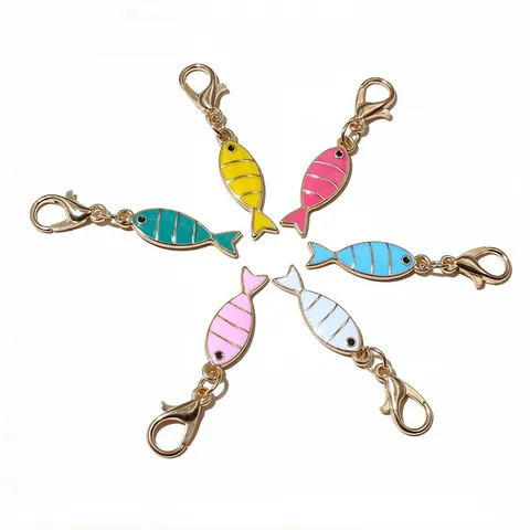 Alloy Drip Oil Small Fish Pendant With Lobster Clasp DIY Jewelry Accessories Enamel Fish Charm For Necklace Bracelet