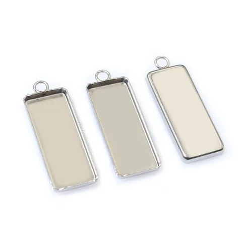 Stainless Steel Rectangle Pendant Tray Blank Bezel Setting Base For DIY Jewelry Making Stainless Steel And Gold Color