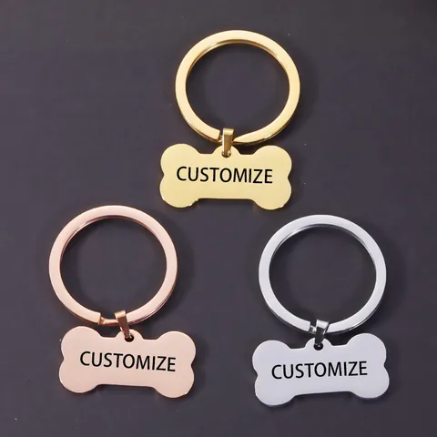 Roestvrij Staal Hondenbot Hanger Ketting Gepolijst Huisdier ID Tag Sleutelhanger Voor Honden Katten Sieraden