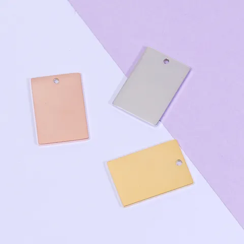 Stainless Steel Geometric Rectangle DIY Blank Tag Pendant Smooth Laser Engraving Jewelry Accessories