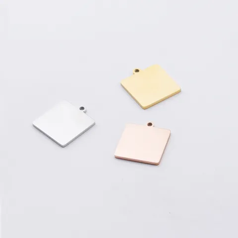 Acier Inoxydable Carré Vierge Animal ID Étiquette DIY Pendentif Miroir Poli Métal Vierge Étiquette Bijou Accessoire