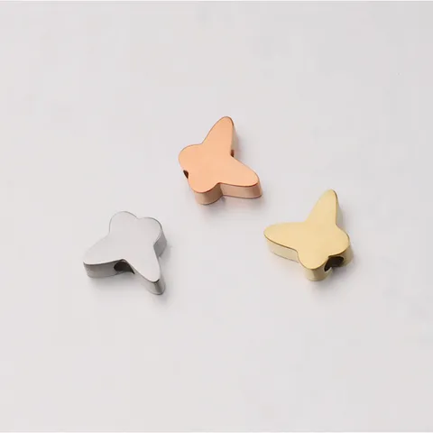 Stainless Steel Butterfly Small Hole Beads Mirror Polished DIY Jewelry Making Charms Spacer Bead For Bracelets Necklaces Women