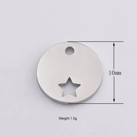 Colgante de Estrella de Cinco Puntas Hueca de Acero Inoxidable DIY Grabado Etiqueta en Blanco Dijes Colgantes Accesorios para Hacer Joyas