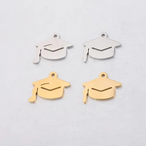Edelstahl Doktorhut Anhänger DIY Schmuckherstellung Charme Polierter Akademischer Hut Anhänger Für Halskette Armband