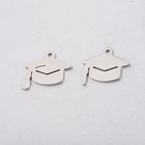 Edelstahl Doktorhut Anhänger DIY Schmuckherstellung Charme Polierter Akademischer Hut Anhänger Für Halskette Armband