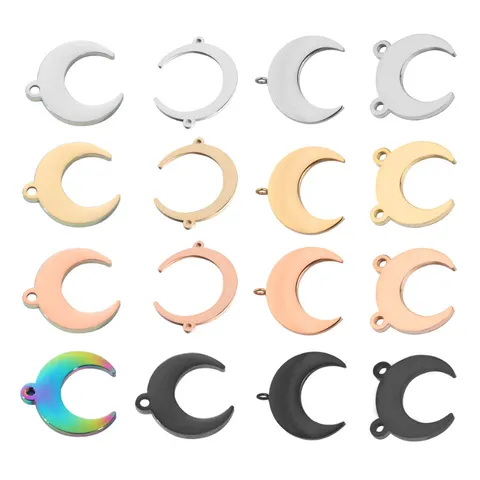 Pendentif Lune en Acier Inoxydable Accessoire Bijoux DIY Breloques Lune Croissant Polies Miroir pour Collier Boucle d'Oreille