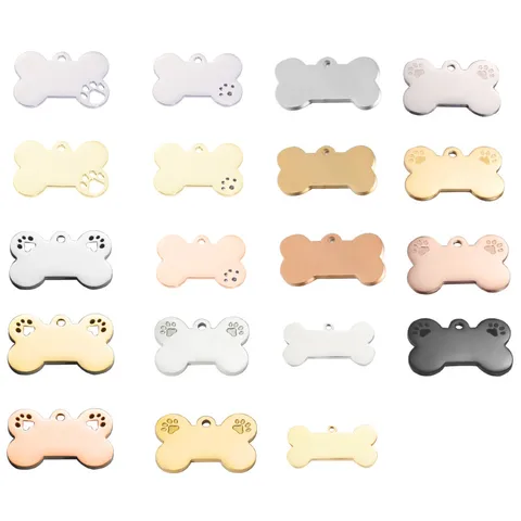 Placa de Identificación para Perros de Hueso de Acero Inoxidable Grabado Láser Colgante de Pata Hueca Personalizado Accesorios de Joyería DIY